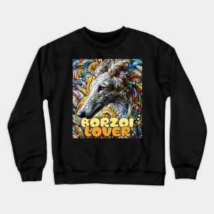 Borzoi lover, stained glass. I love borzois. Crewneck Sweatshirt